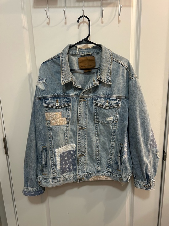 American Eagle Outfitters Jackets & Blazers - American Eagle Patchwork Denim Jacket XL Distressed Cropped Boho Festival Jean